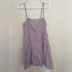 Red white and blue Jessica Simpson brand plaid spaghetti strap summer dress